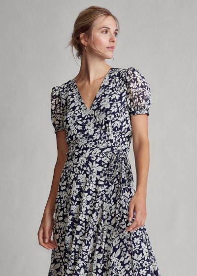 Vestido Polo Ralph Lauren Floral Crepe Wrap Mulher 52347-IPUL